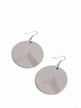 Minimalist Gray Circle Dangle Earrings - Women Jewelry